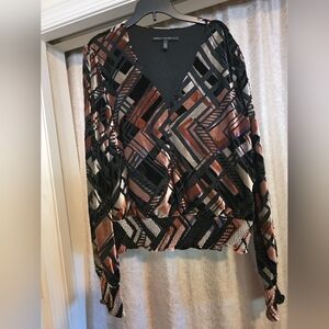 White House Black Market Black and Gray Top